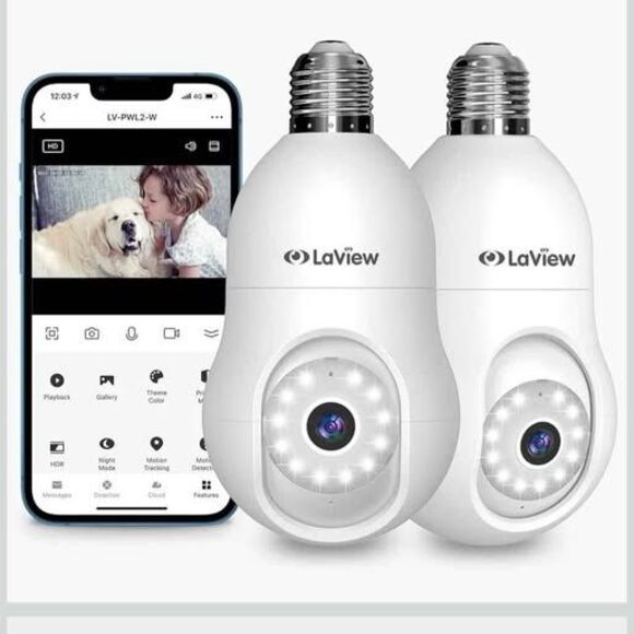 LaView Bulb Security Cameras, 2 pack with motion detection - Picture 1 of 10